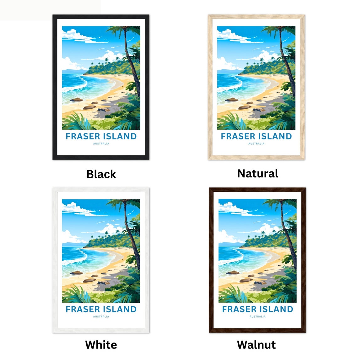 Personalized Fraser Island Tropical Beach Palms Custom Text Poster - Image 2