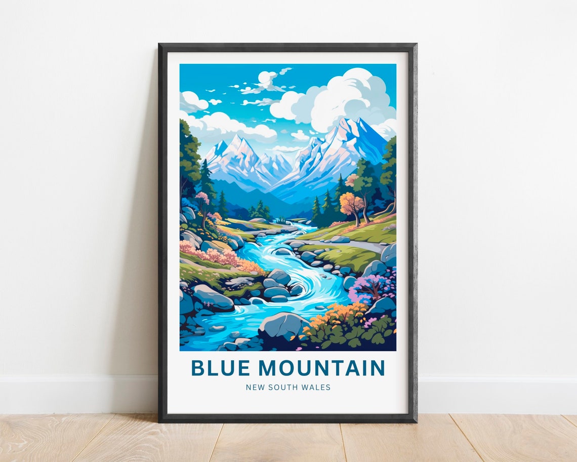 Blue Mountain New South Wales Snow Peaks Alpine River Poster