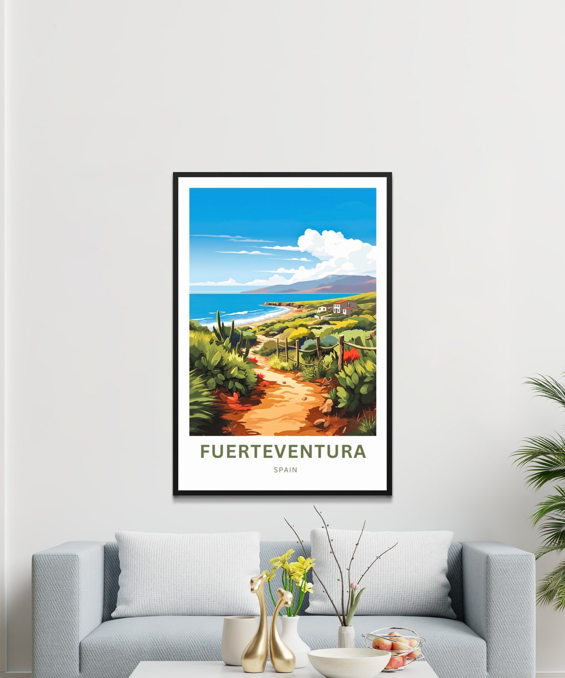 Fuerteventura Spain Coastal Trail Down To Secluded Cove Poster - Image 3