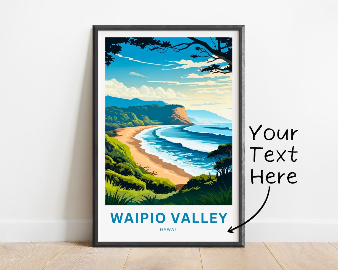 Waipio Valley Hawaii Golden Sand Ocean Cliffs Personalized Poster