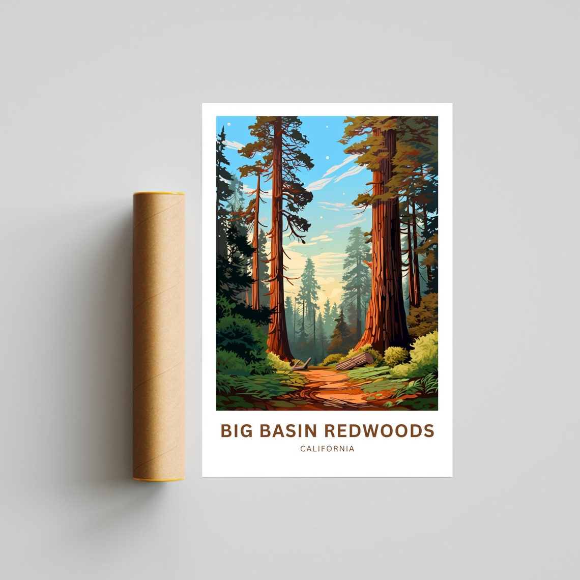 Personalized Big Basin Redwoods California Giant Grove Travel Poster - Image 4