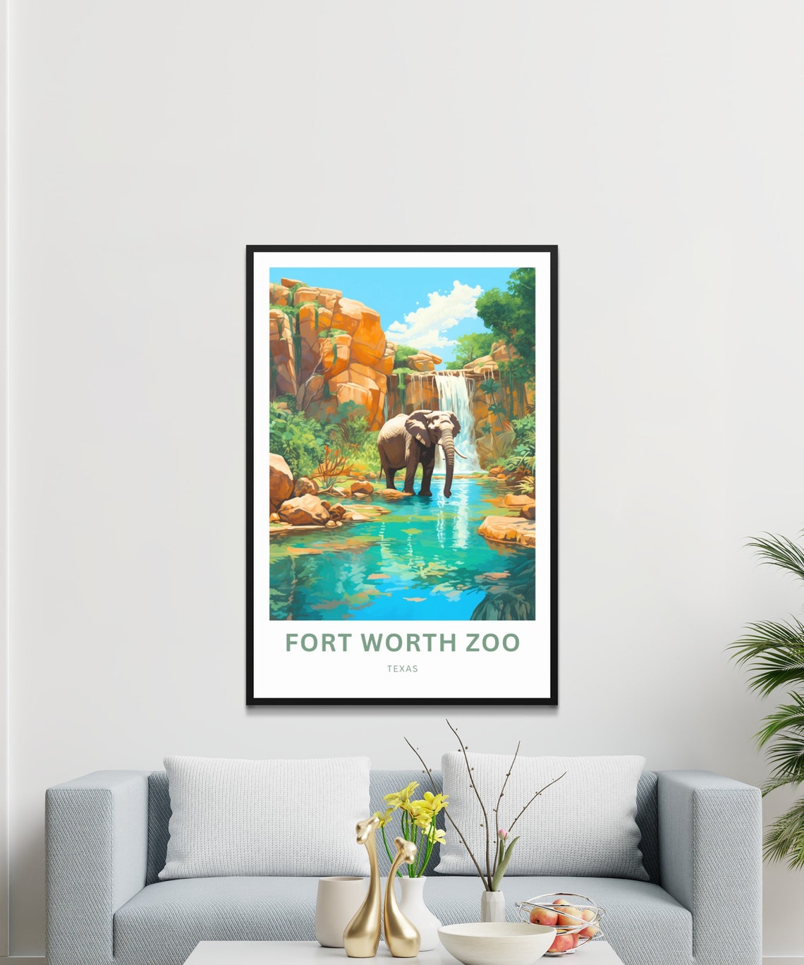 Fort Worth Zoo Elephant Waterfall Personalized Texas Animal Poster - Image 3