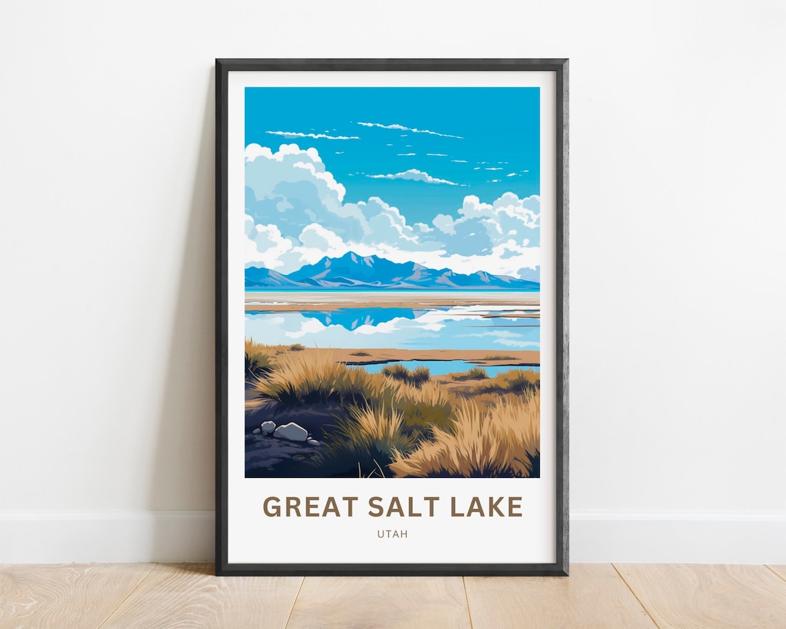 Great Salt Lake Travel Poster, Utah Wall Art