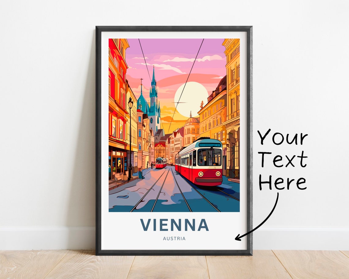 Vienna Austria Red Tram Sunset Street Personalized Travel Poster