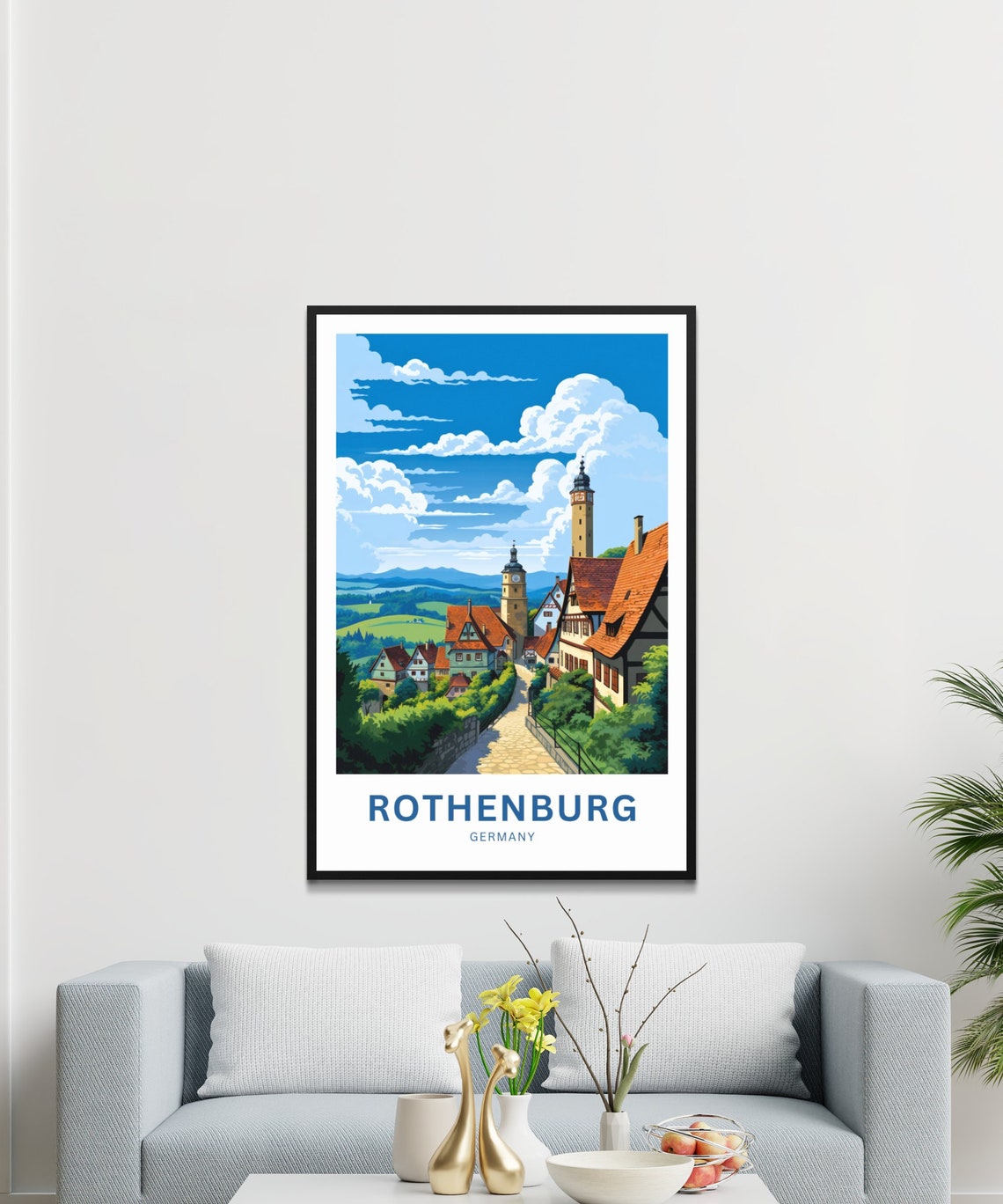 Rothenburg Germany Clock Tower Medieval Red Rooftops Old Town Poster - Image 2