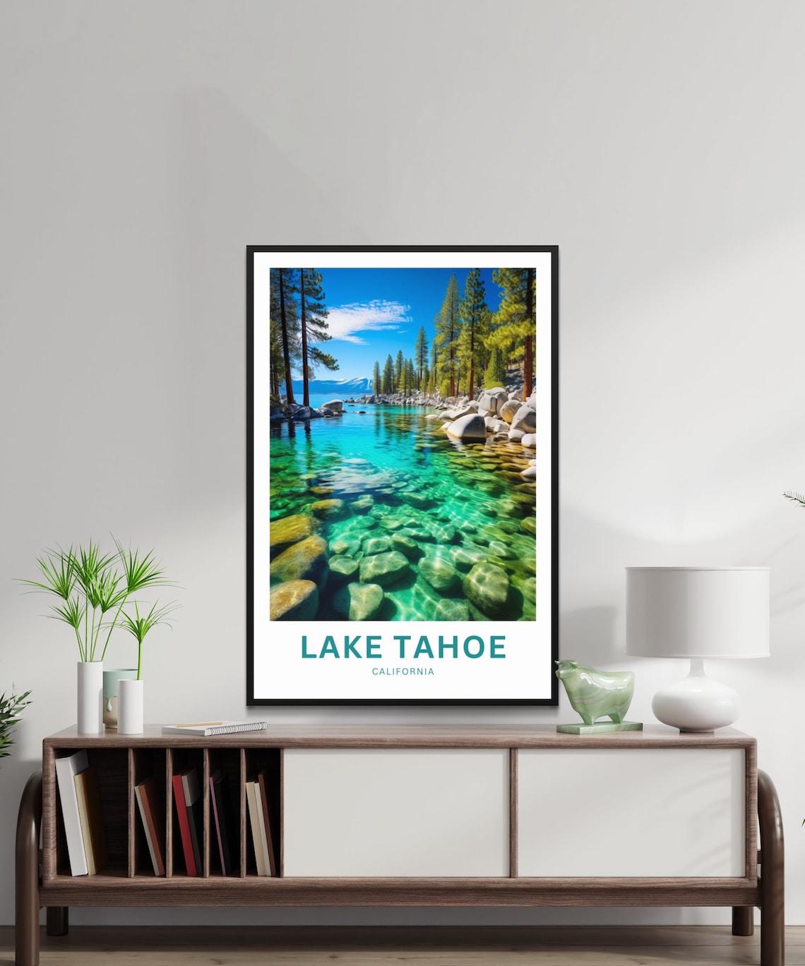 Lake Tahoe California Pine Shore Crystal Water Travel Poster - Image 2