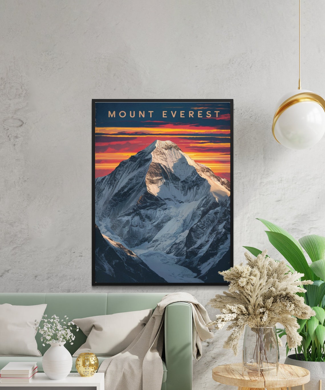 Mount Everest Striped Sunset Sky Glacier Summit Valley Vintage Poster - Image 2