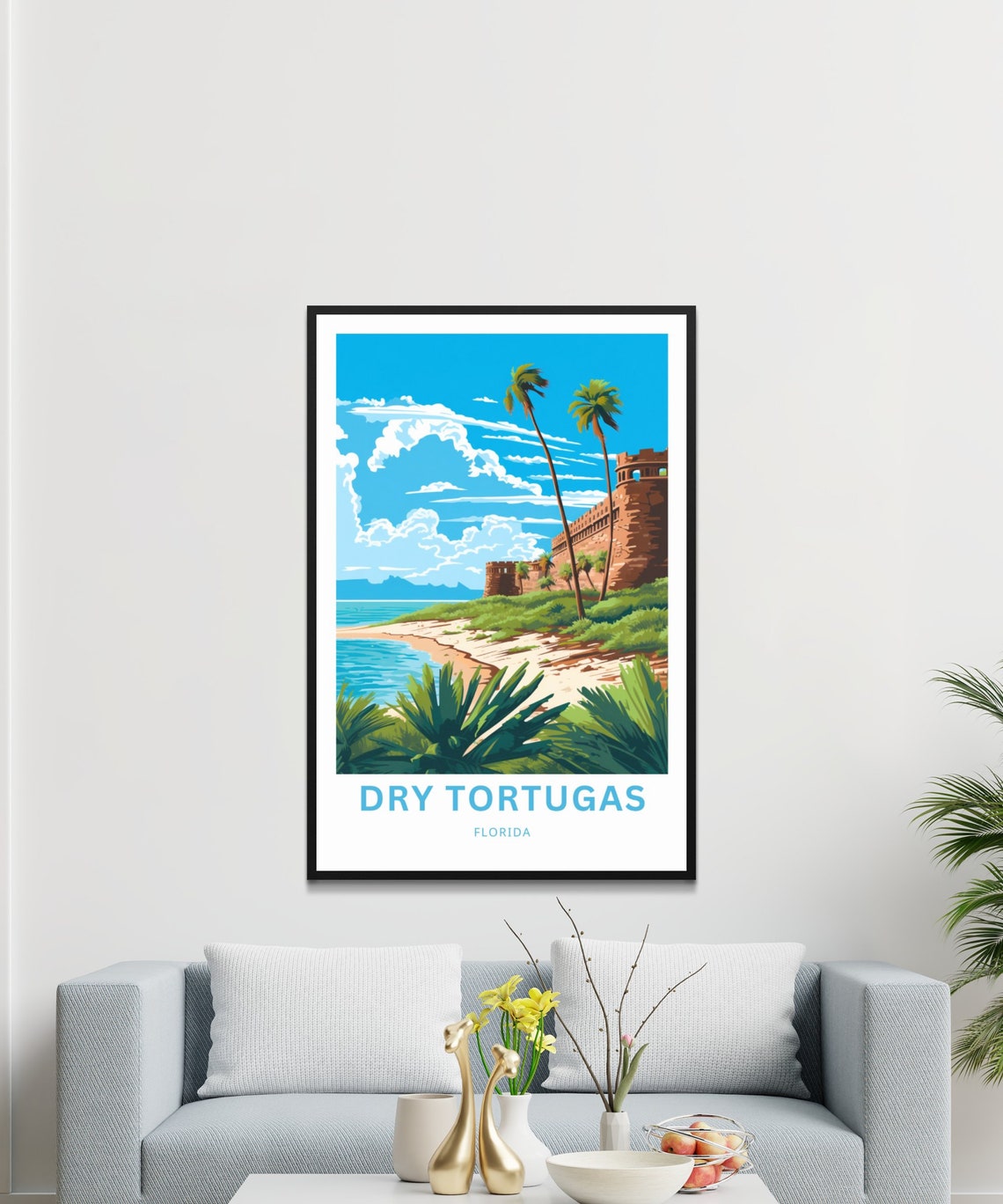 Personalized Dry Tortugas Florida Fort Beach Palms Custom Poster - Image 3