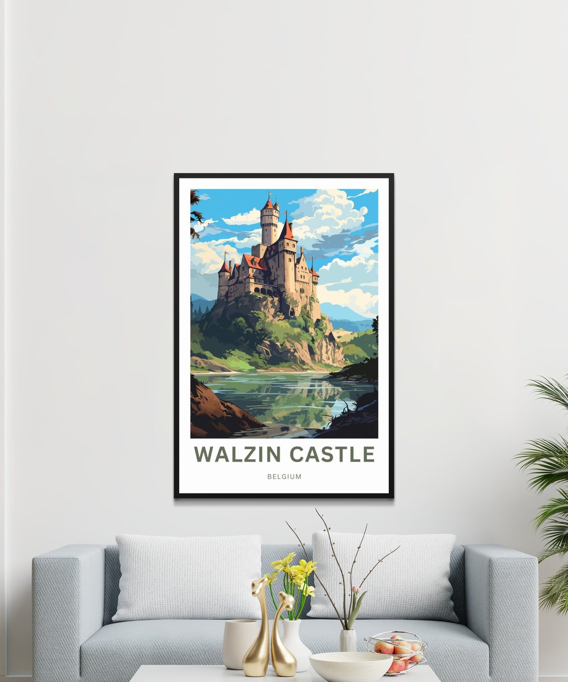 Walzin Castle Belgium Fairytale Cliff Castle River View Travel Poster - Image 3