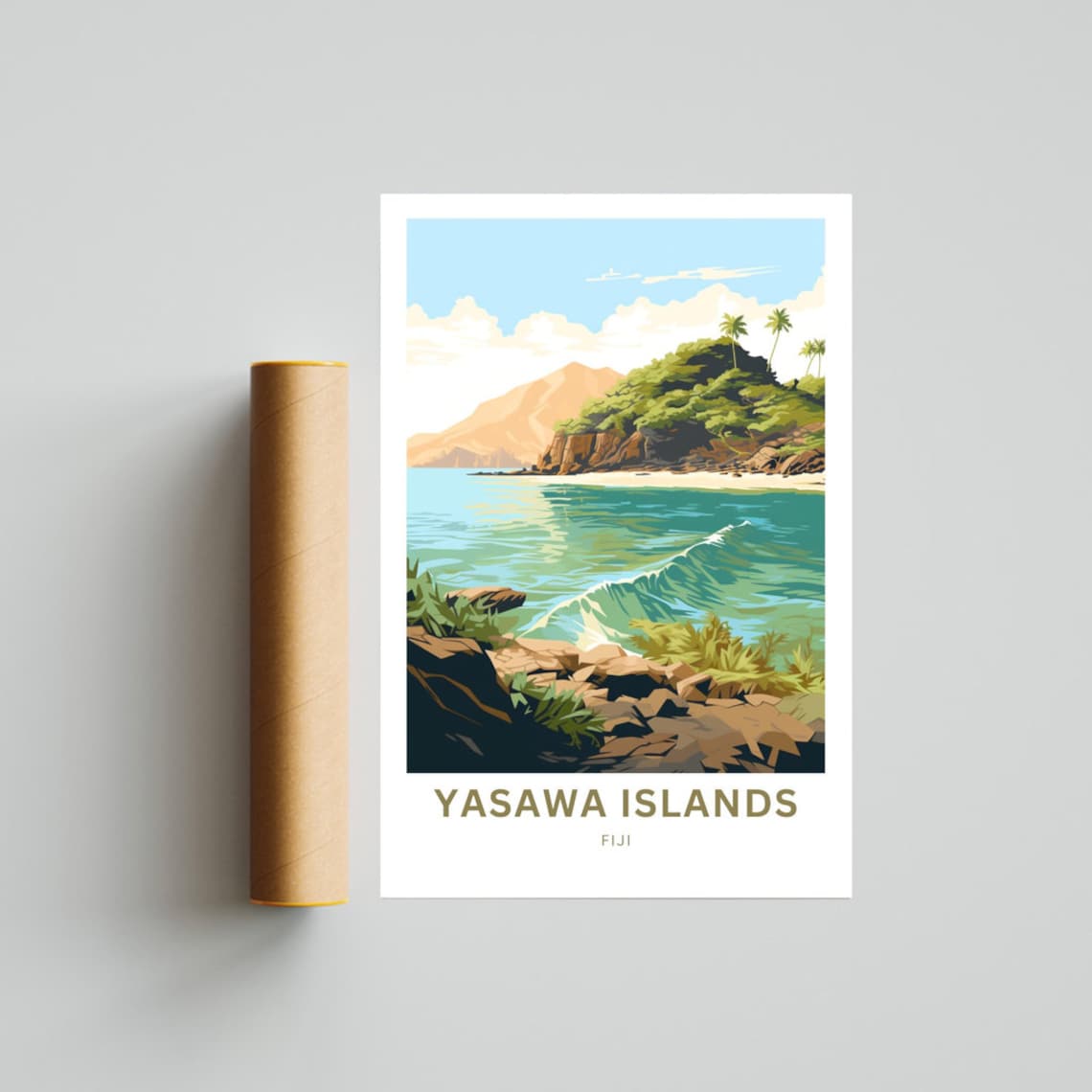 Yasawa Islands Fiji Personalized Tropical Bay Island Travel Poster - Image 4