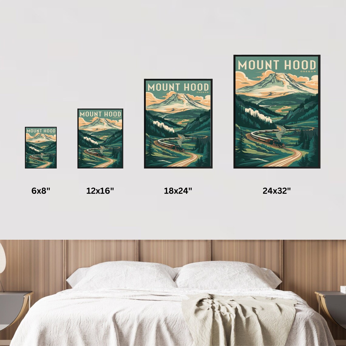 Mount Hood Oregon Vintage Travel Poster Steam Train Mountain View - Image 4