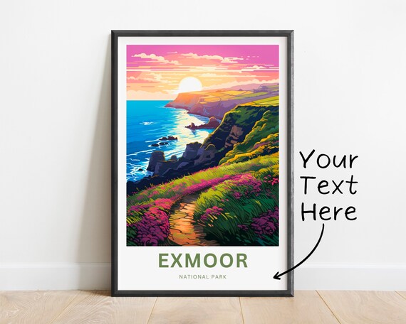 Personalized Exmoor National Park Sunset Cliffs Custom Name Poster