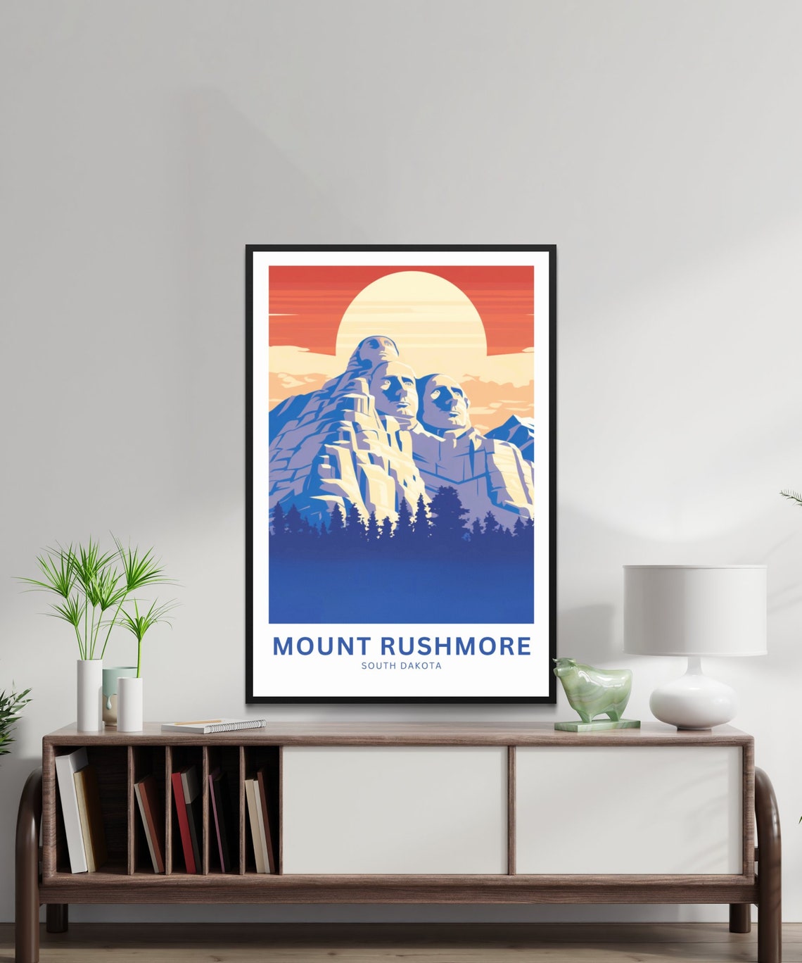 Mount Rushmore South Dakota Sunset Skyline Travel Art Poster - Image 2