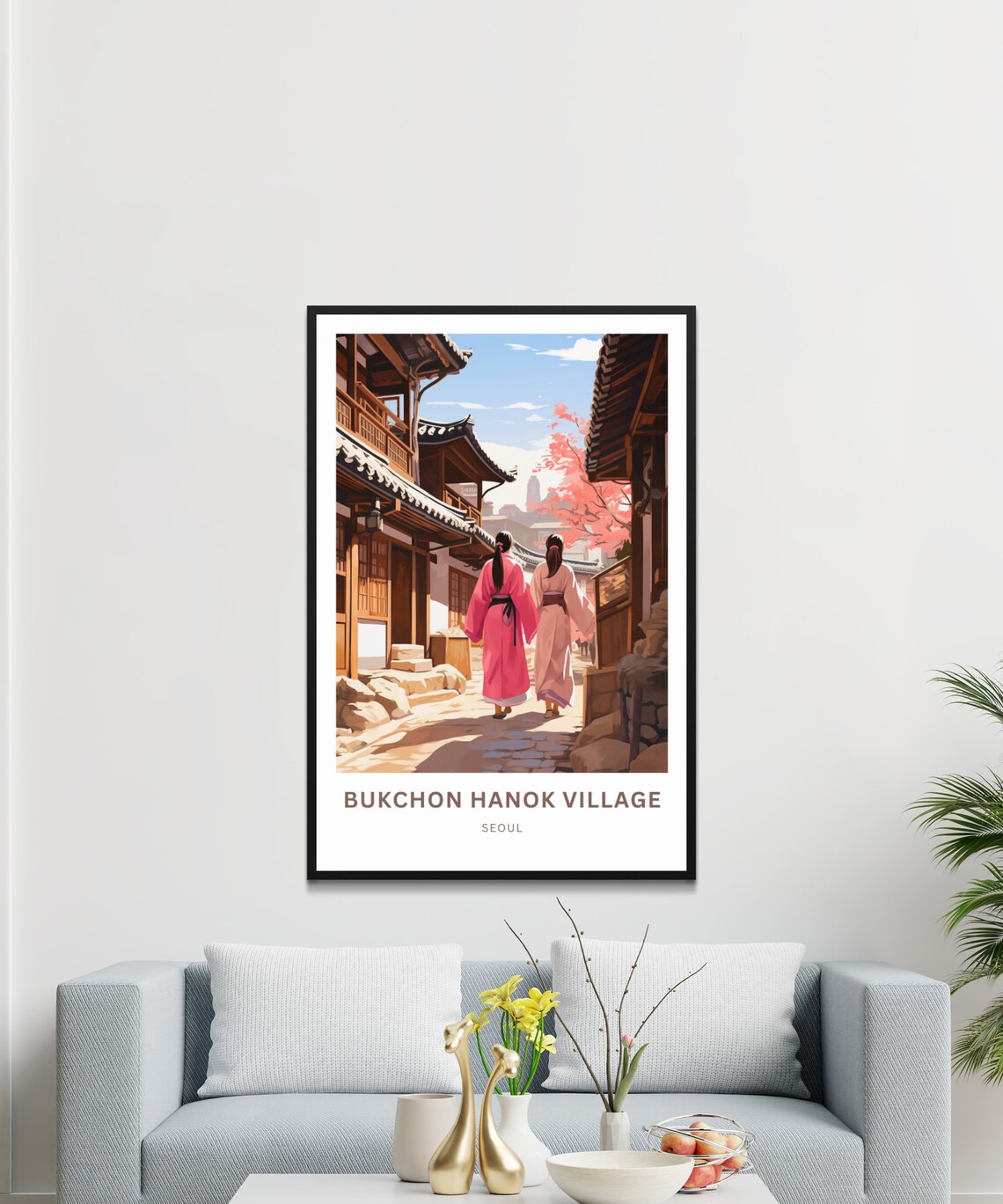 Bukchon Hanok Village Seoul Hanbok Friends Sunny Lane Poster - Image 3
