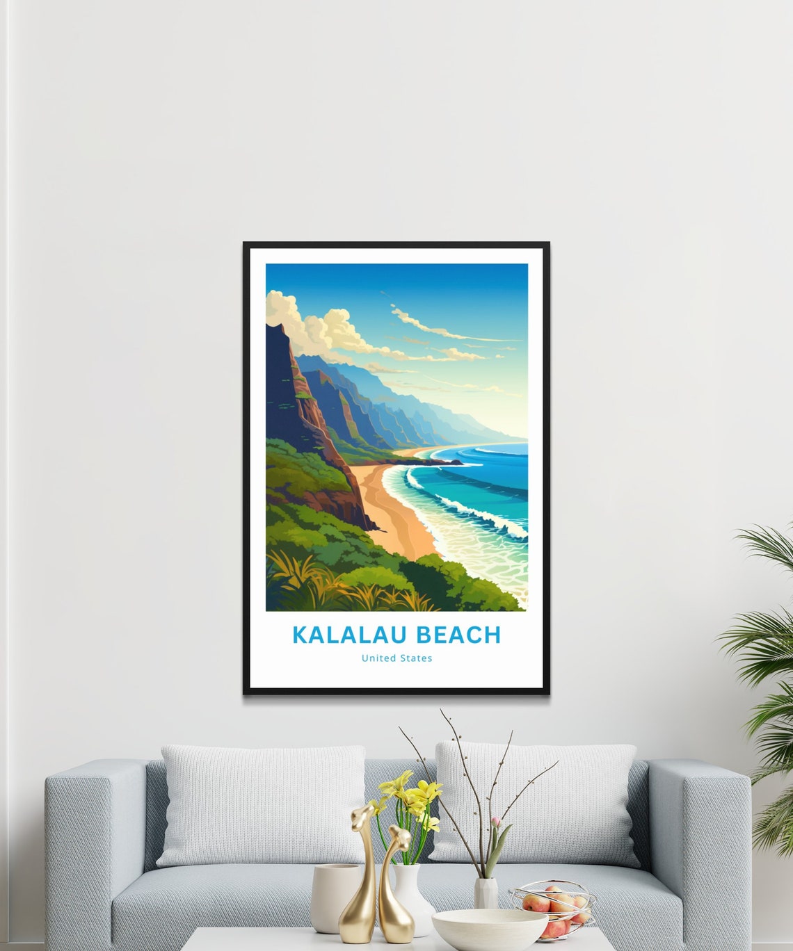 Kalalau Beach United States Dramatic Sea Cliffs Travel Poster - Image 3