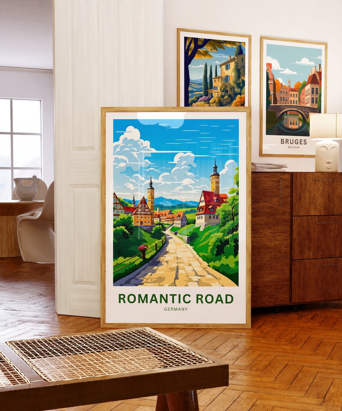Romantic Road Germany Medieval Village Cobblestone Travel Poster - Image 5