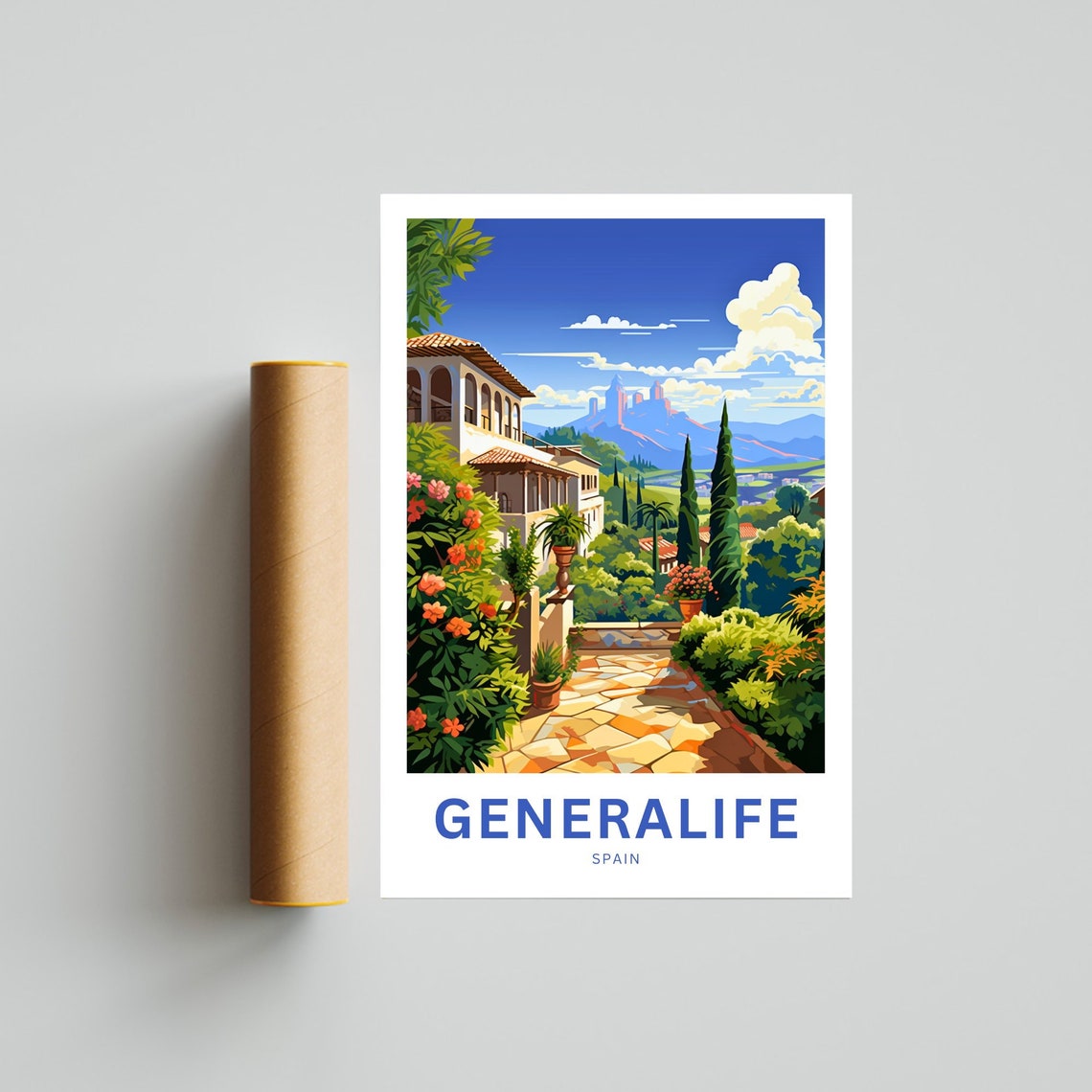 Generalife Spain Personalized Stone Path Garden Terrace Poster - Image 4