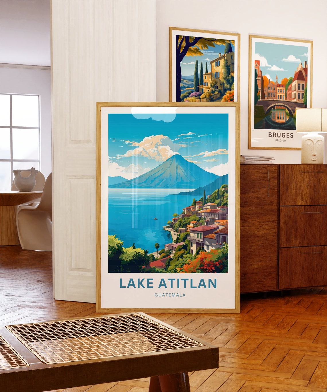 Lake Atitln Travel Print Lake Atitln Poster Guatemala Wall Art Framed Present Gift Mexico Present - Image 3