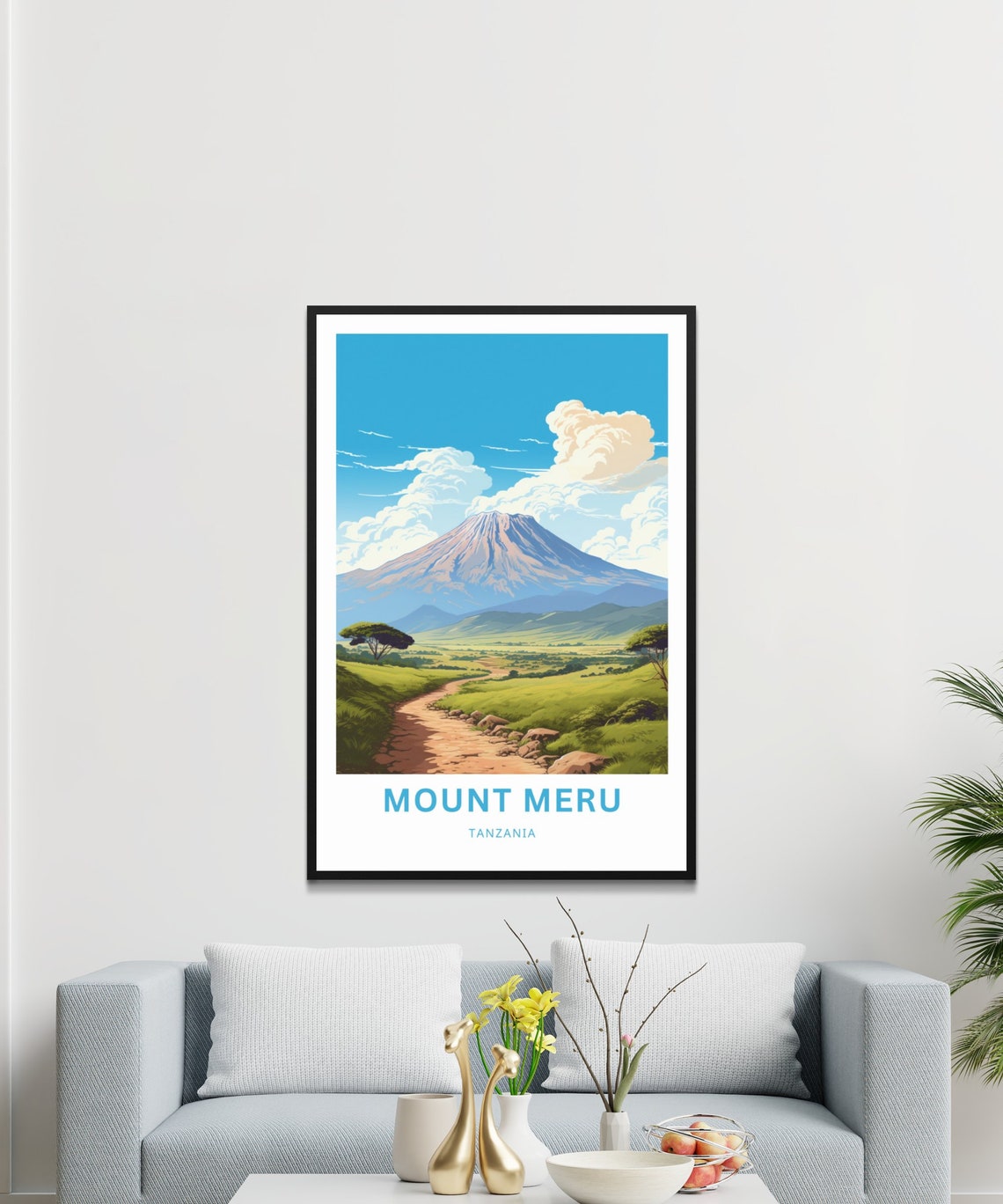 Mount Meru Tanzania Volcano Savanna Trail View Travel Poster - Image 3