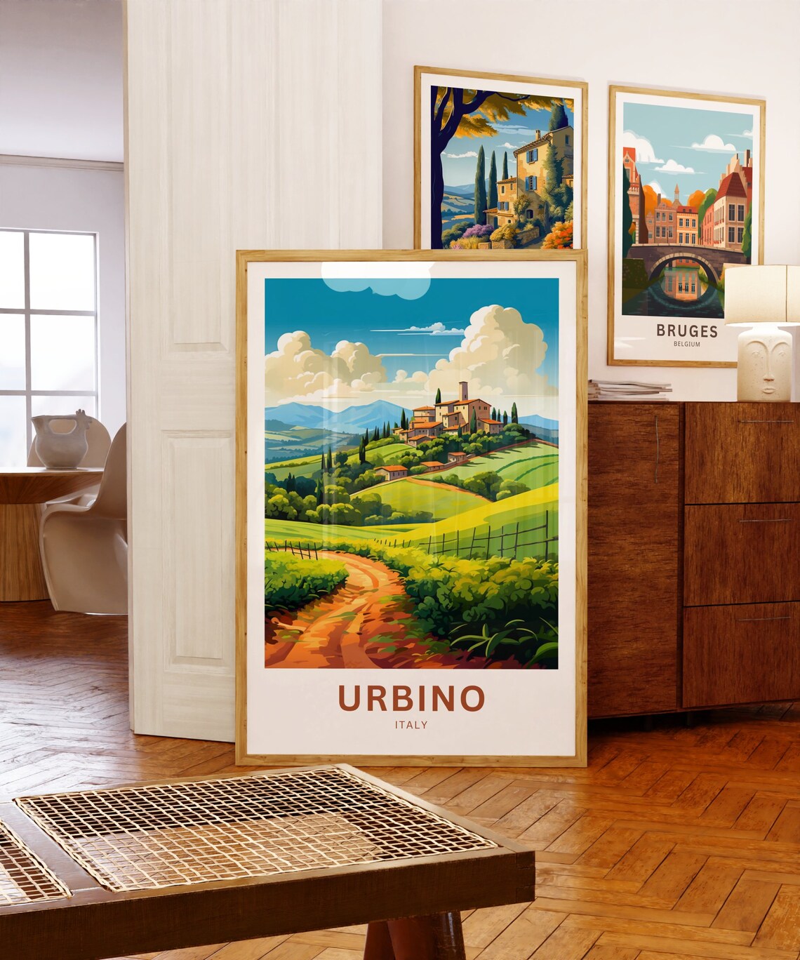 Urbino Italy Tuscan Hill Village with Cypress Trees Travel Poster - Image 5
