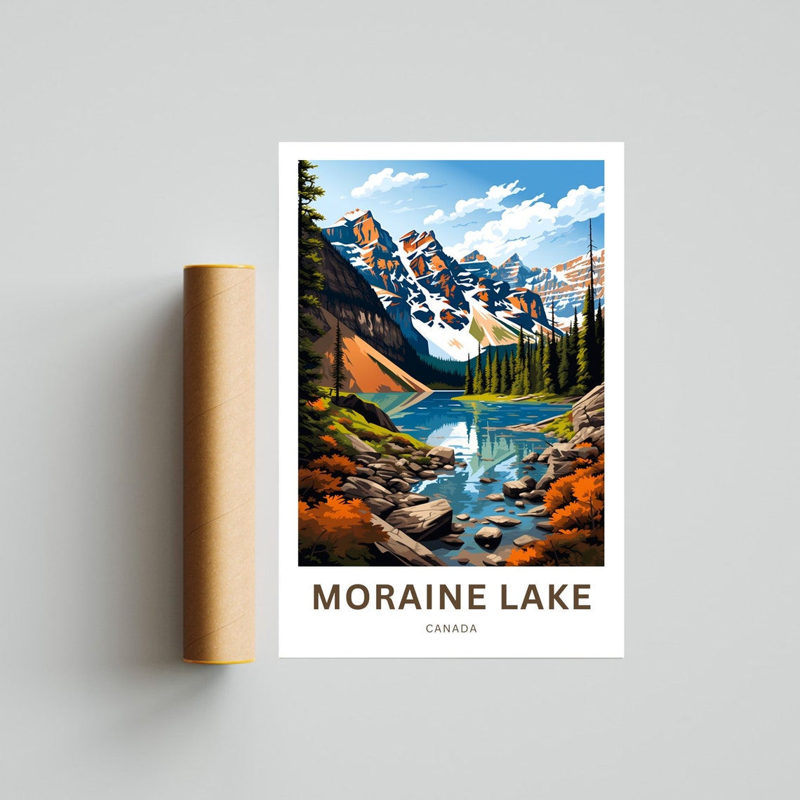 Personalized Moraine Lake Canada Rocky Shore Custom Travel Poster - Image 4