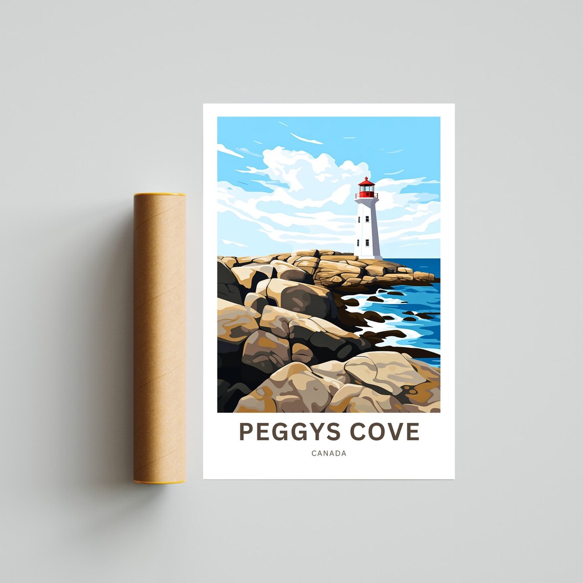 Peggys Cove Canada Lighthouse Rocky Shore Vintage Travel Poster - Image 4