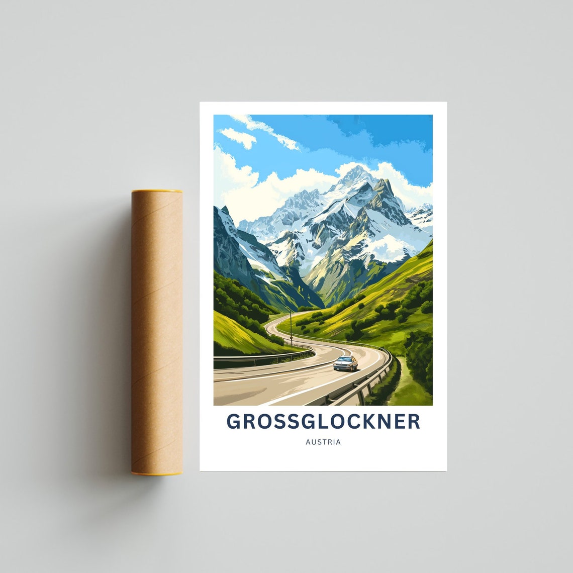 Grossglockner Austria Green Valley Winding Mountain Road Poster - Image 4
