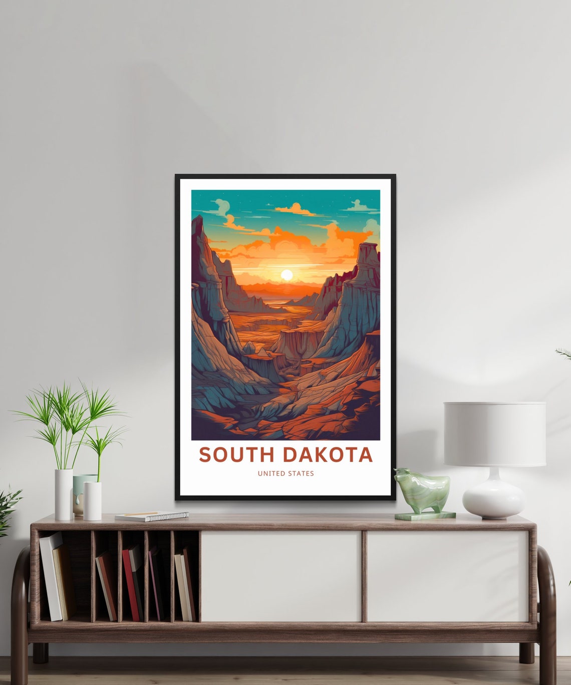 South Dakota Badlands Desert Sunset Canyon Scene Travel Poster - Image 2