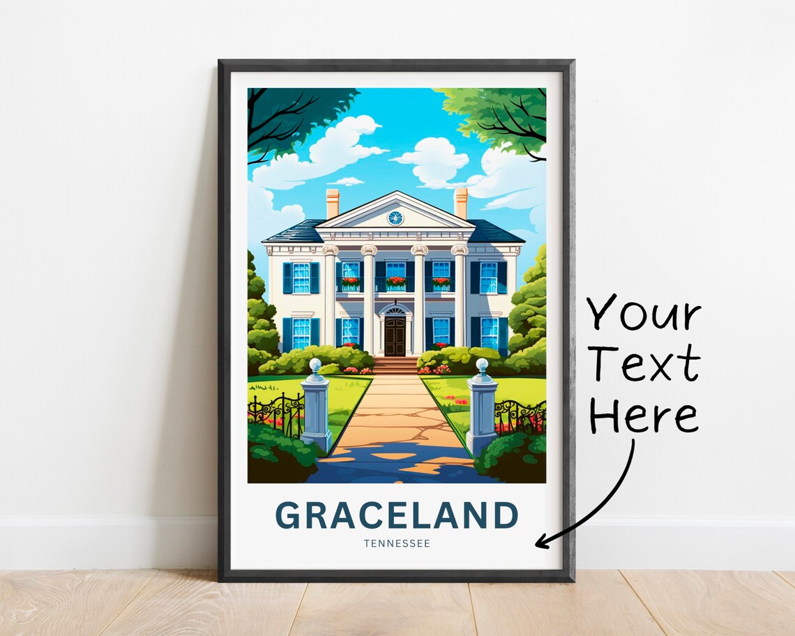 Personalized Graceland Tennessee Mansion Retro Landmark Estate Poster