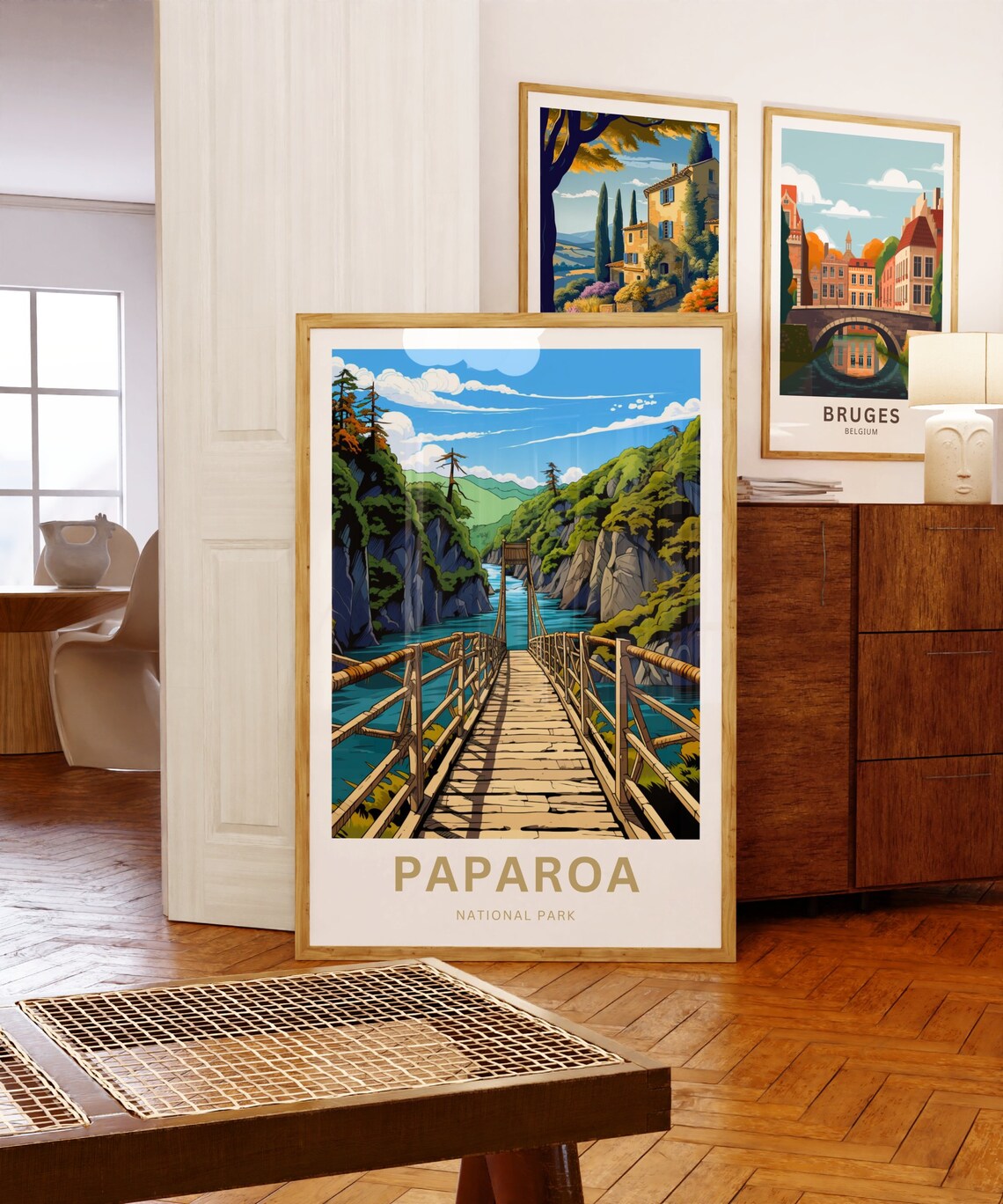 Paparoa National Park Wooden Swing Bridge Gorge River Travel Poster - Image 5