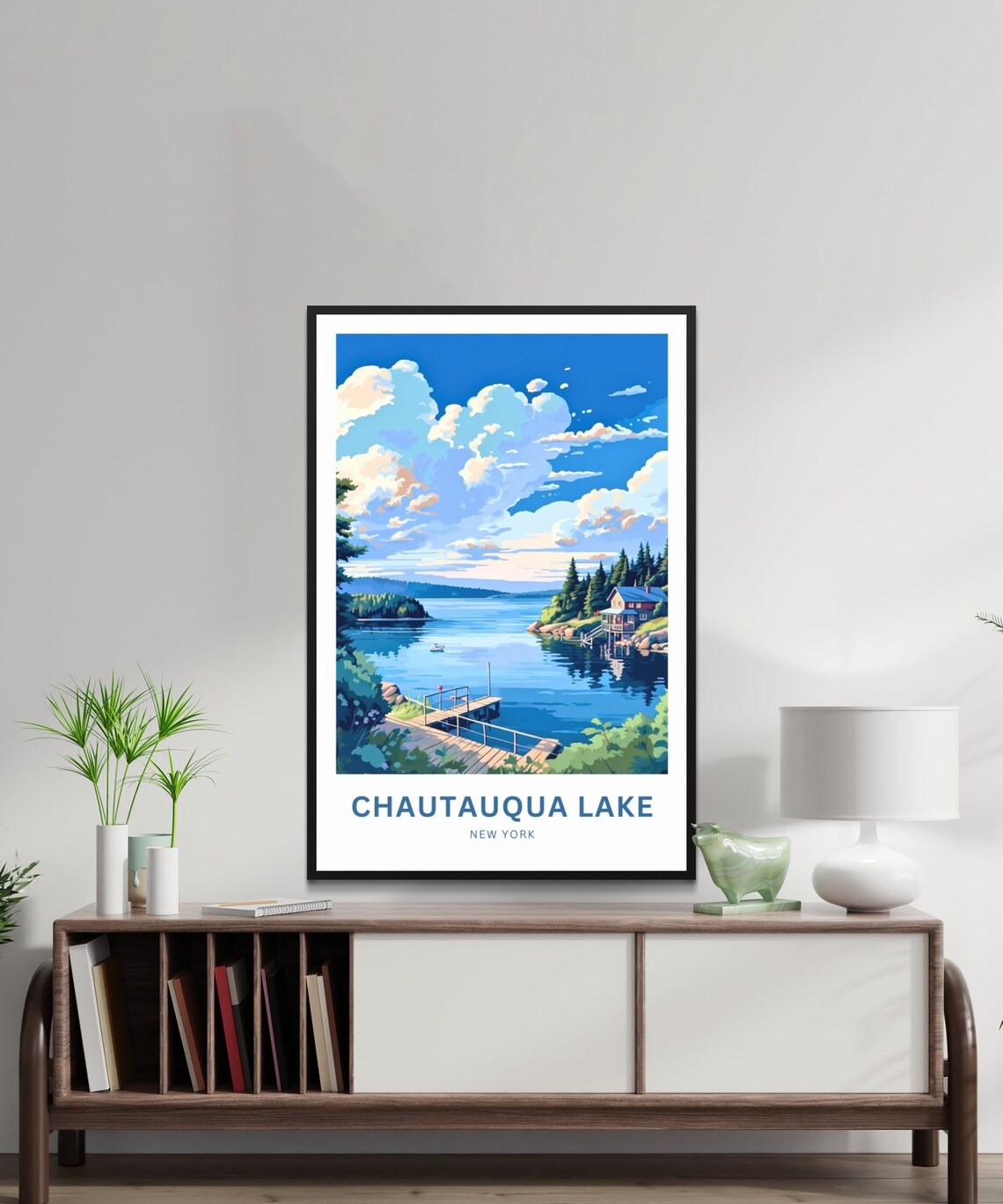 Chautauqua Lake New York Cloudy Morning Shores Dock Travel Poster - Image 3