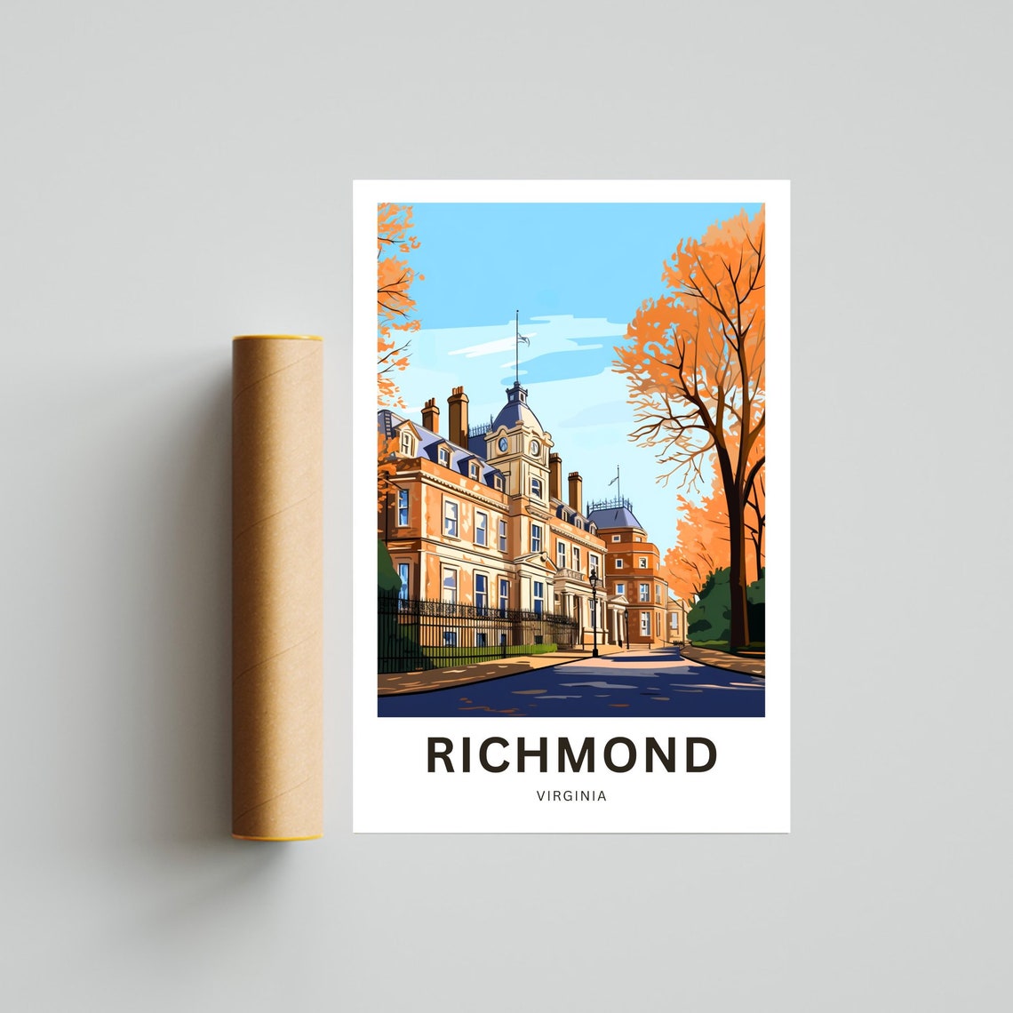 Personalized Richmond Virginia Autumn Mansion Custom Travel Poster - Image 4