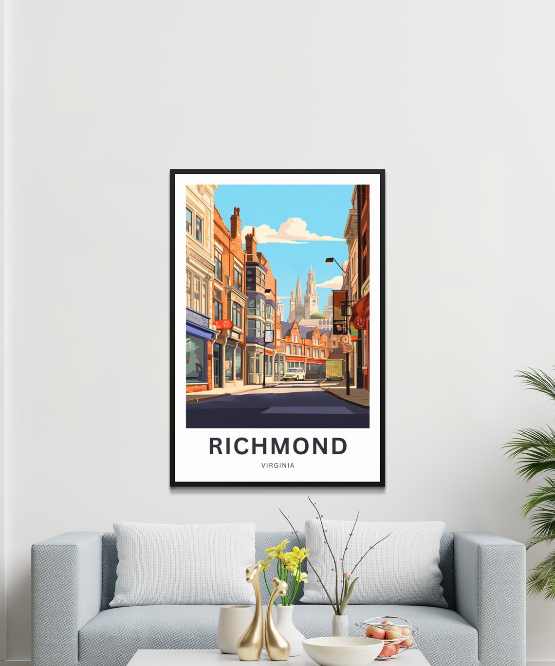 Richmond Virginia Historic Brick Street Church Towers Travel Poster - Image 3