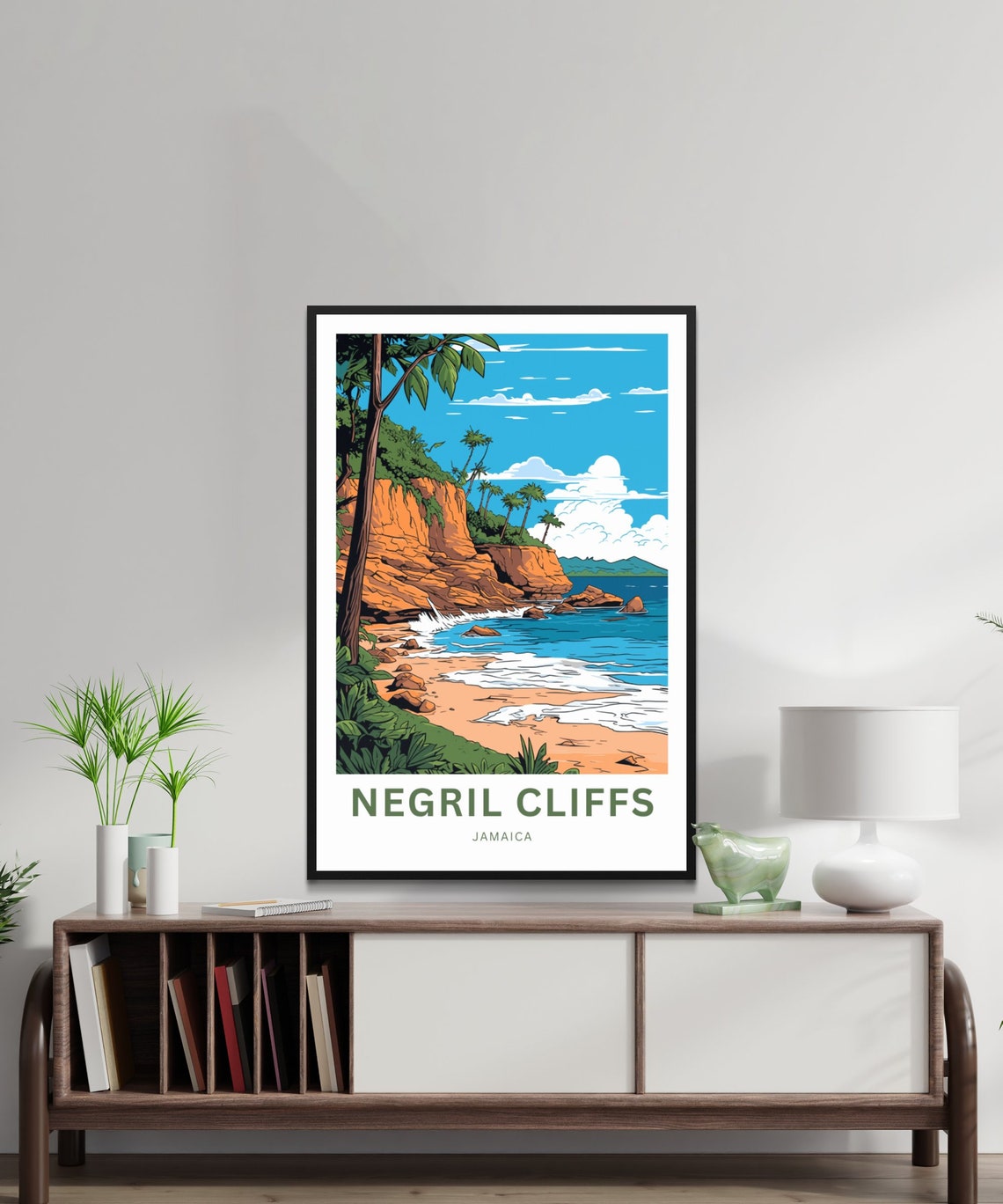 Negril Cliffs Jamaica Custom Name Red Cliffs Sandy Cove Poster - Image 3