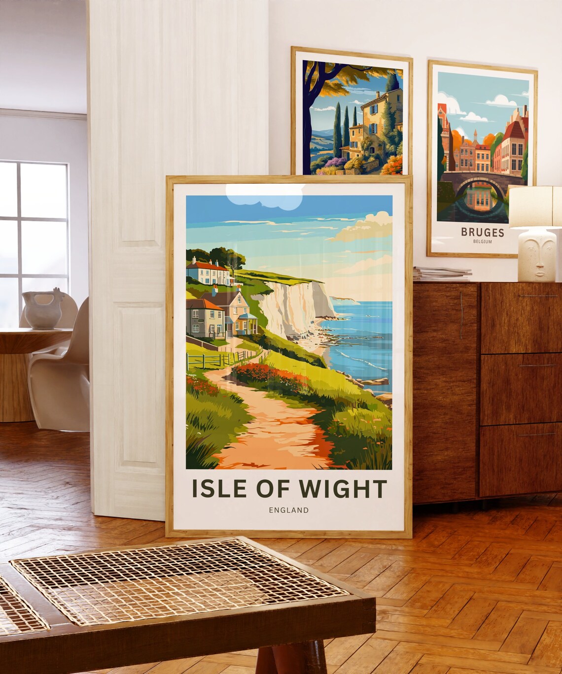 Isle of Wight England Hillside Cottages Sea Cliffs View Poster - Image 5