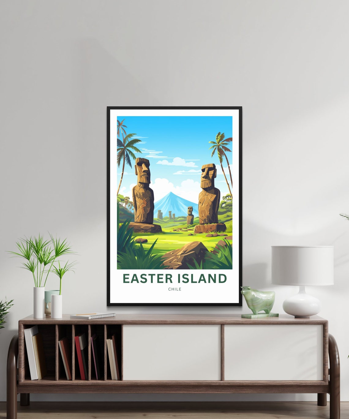 Easter Island Chile Moai Statues Stone Heads Pacific Travel Poster - Image 2