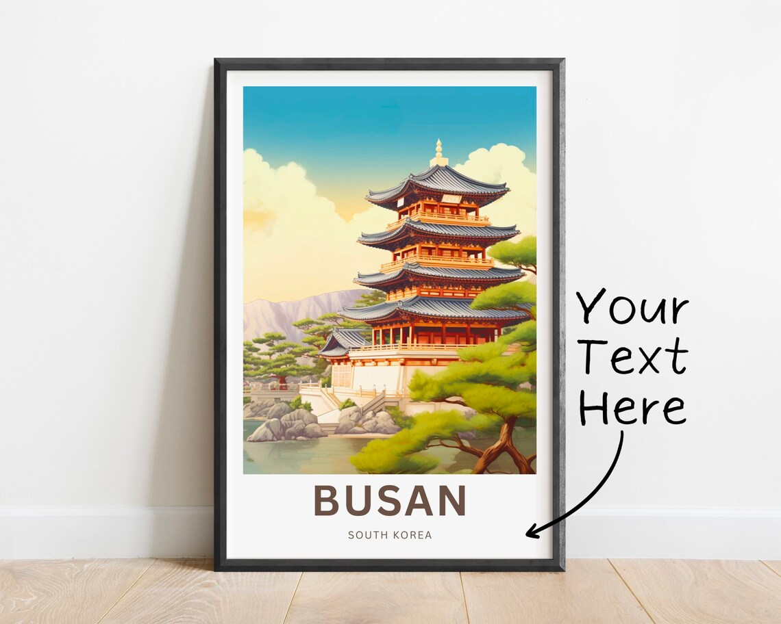 Personalized Busan South Korea White Pagoda Temple Travel Poster