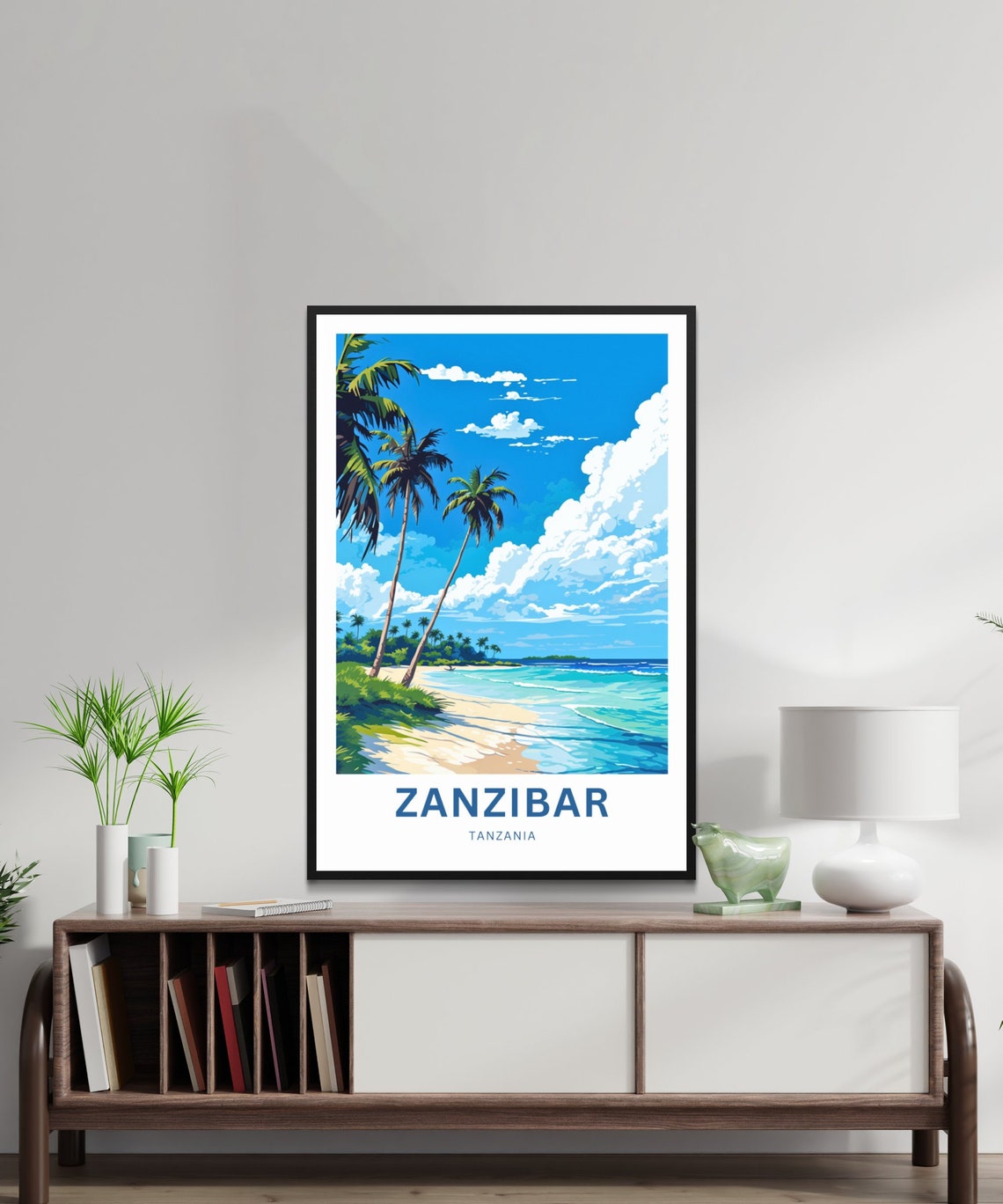 Zanzibar Tanzania Personalized Palm Beach Turquoise Waves Poster - Image 3