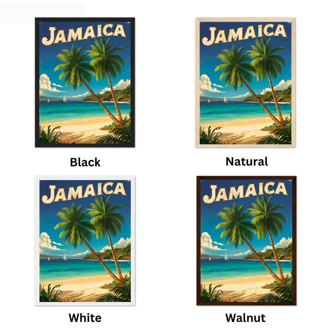 Jamaica Vintage Caribbean Palm Trees Beach Retro Travel Poster - Image 4