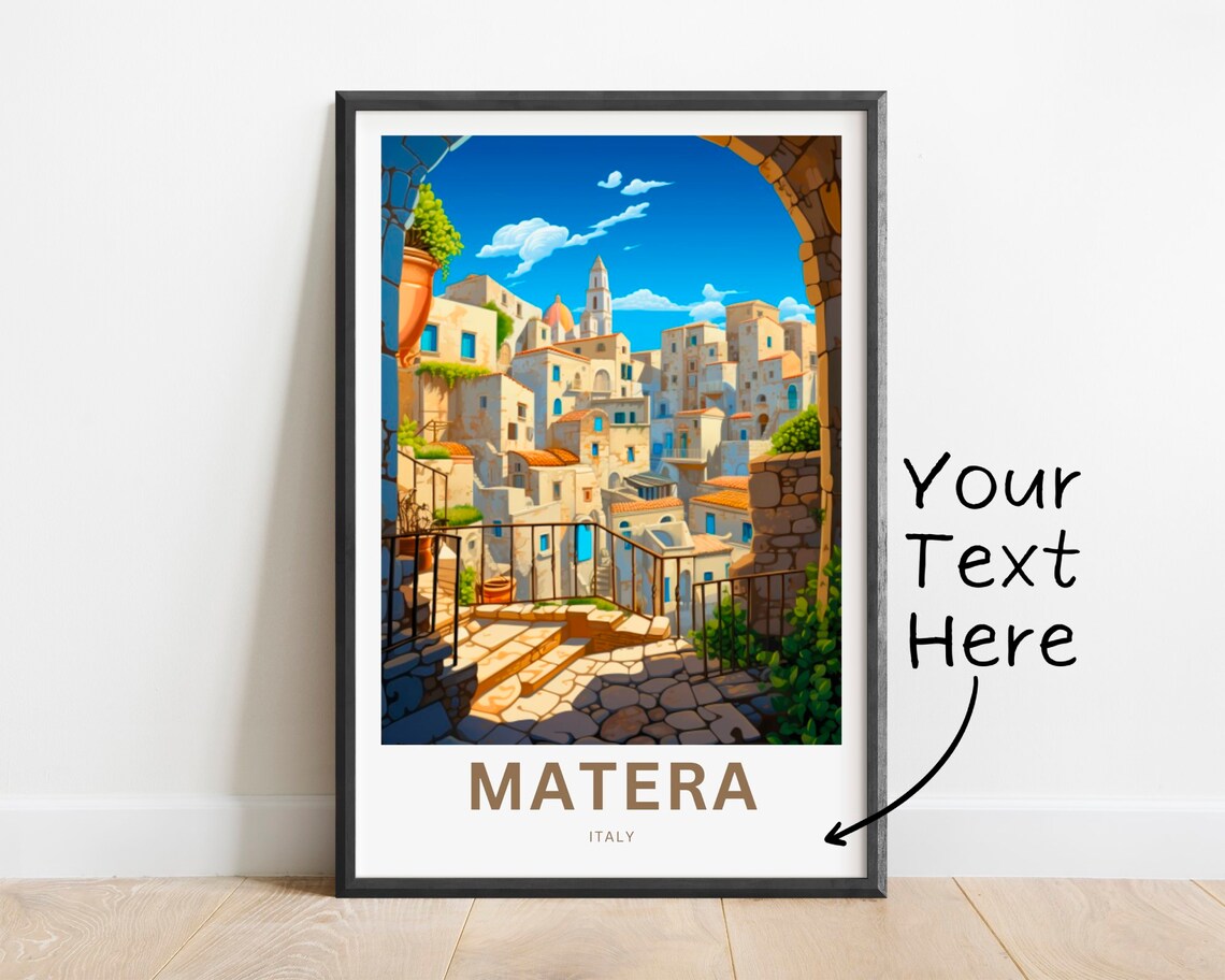 Matera Italy Personalized Ancient Old Town Hilltop Travel Poster