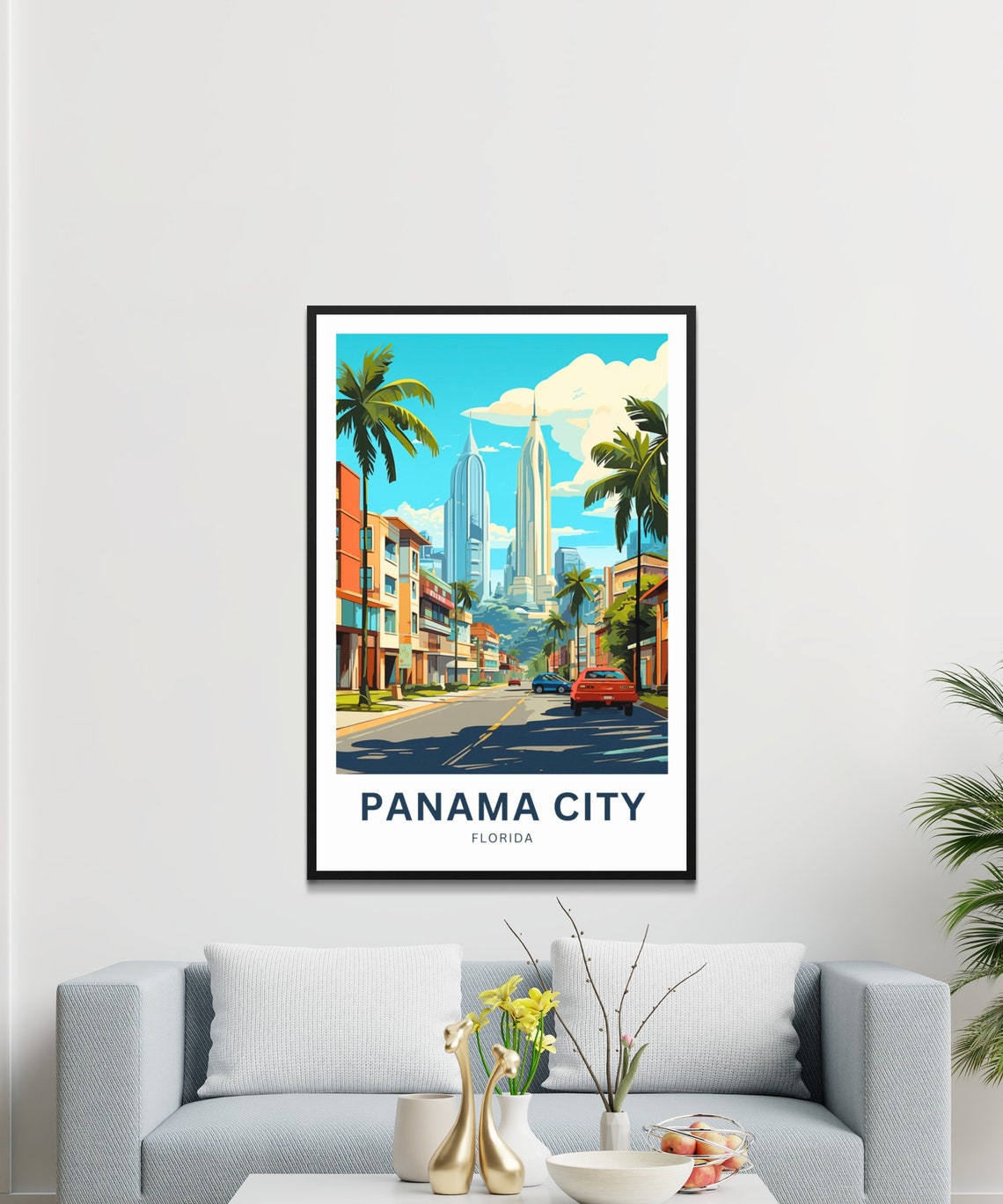 Personalized Panama City Florida Palm Street Custom Text Travel Poster - Image 3