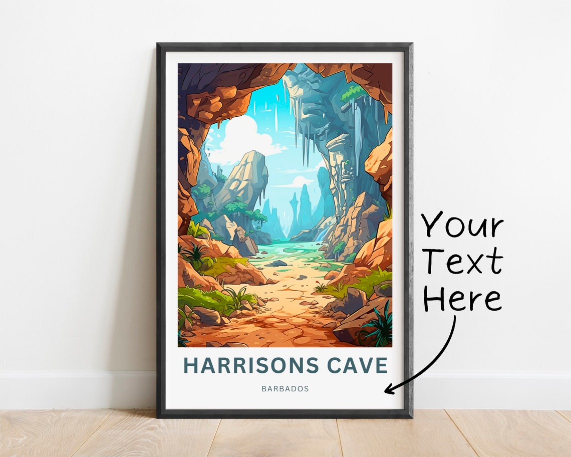 Personalized Harrisons Cave Travel Print Harrisons Cave Barbados Poster Barbados Wall Art Framed Present Gift Caribbean Present