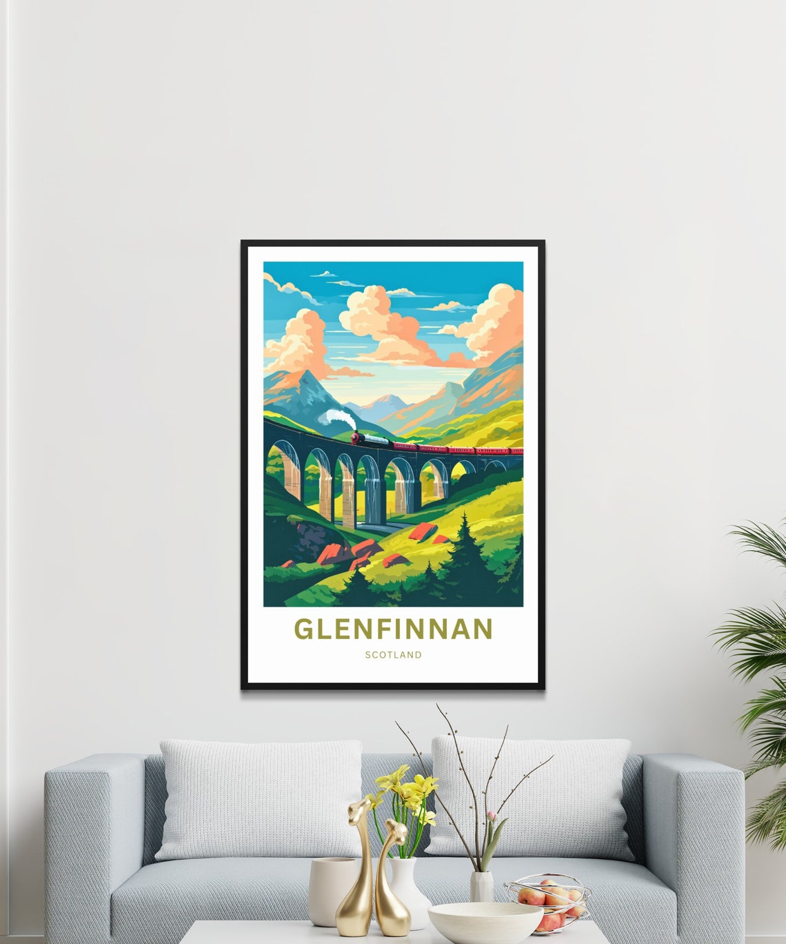 Glenfinnan Scotland Steam Train Viaduct Personalized Travel Poster - Image 3