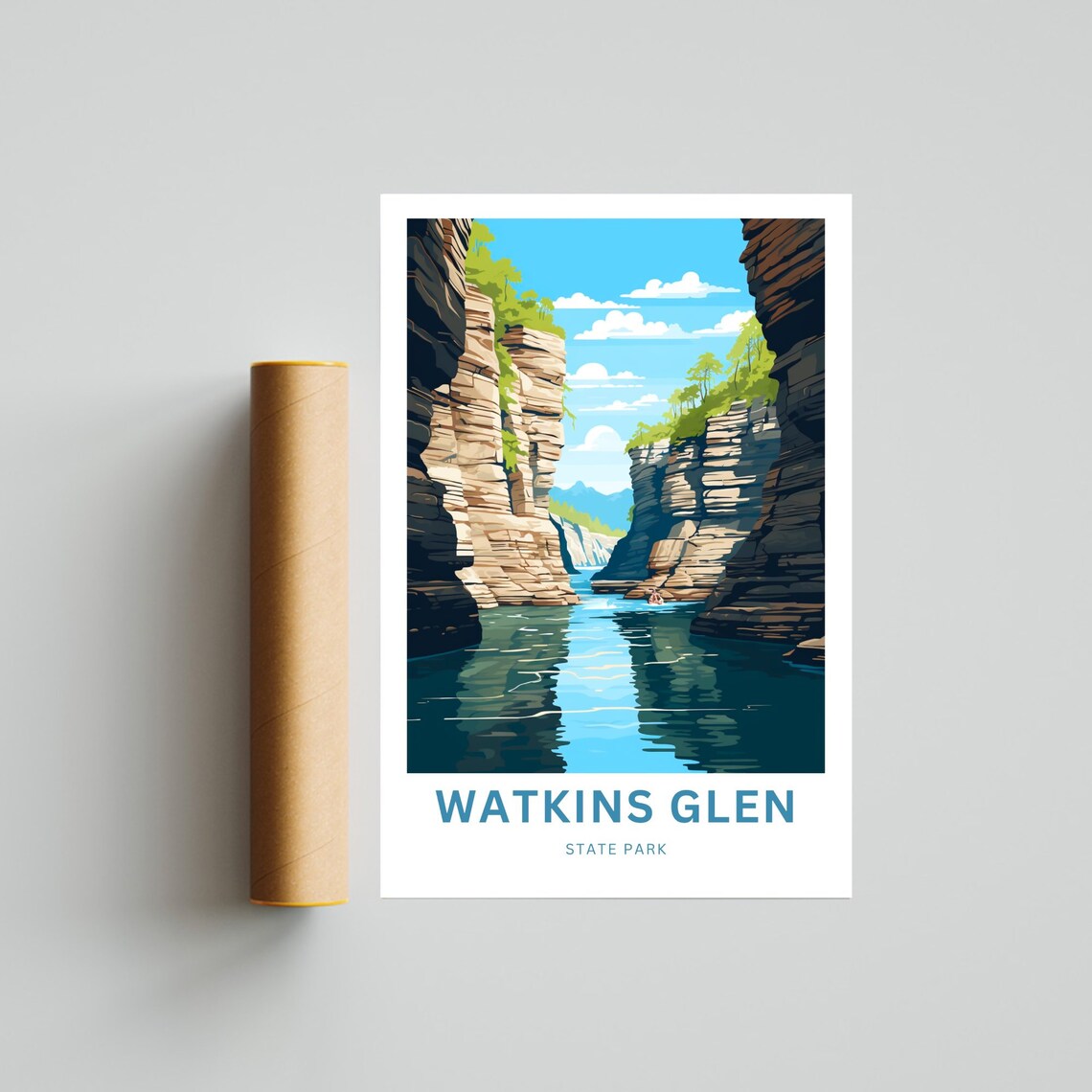 Watkins Glen State Park Canyon River Layered Rock Walls Travel Poster - Image 4