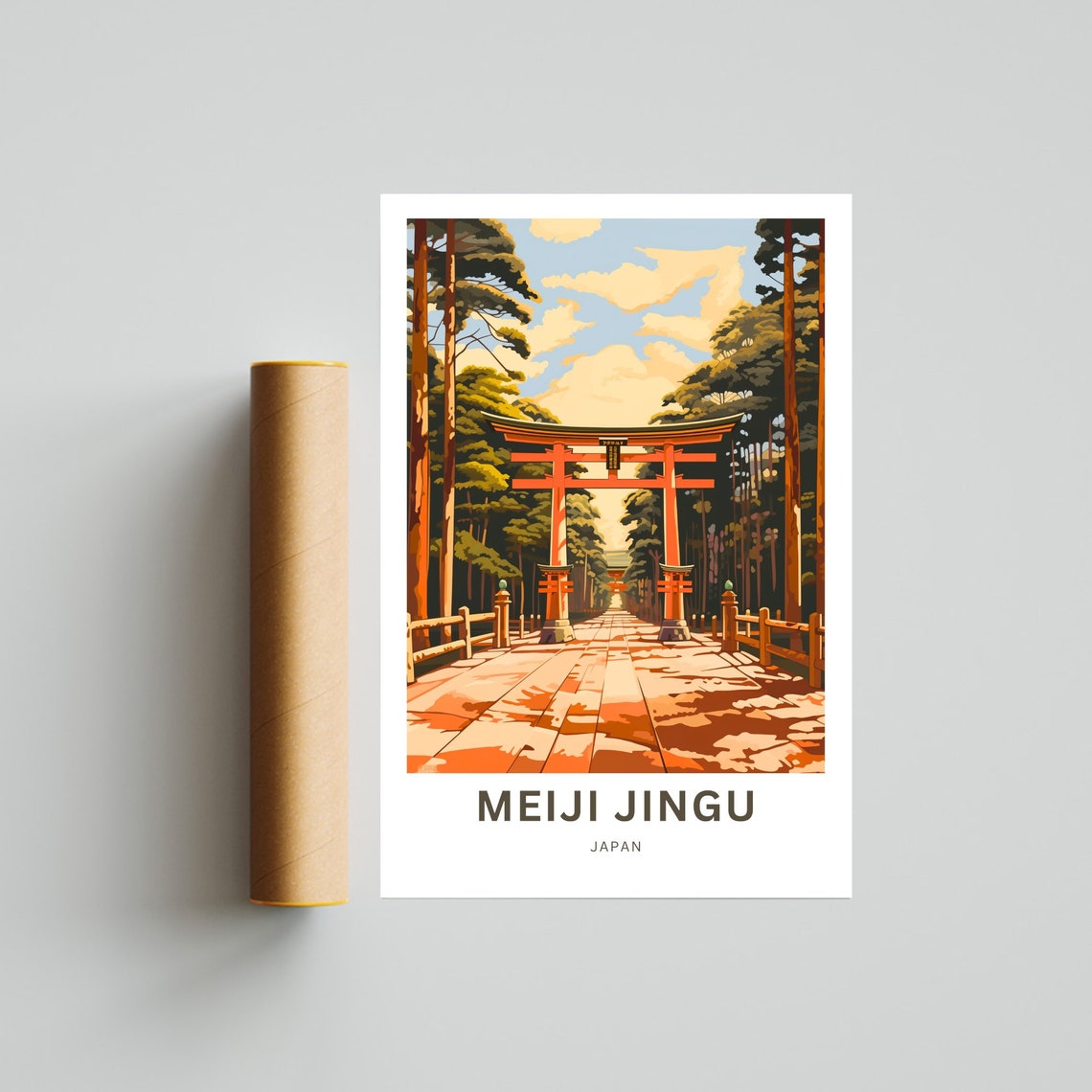 Meiji Jingu Japan Personalized Forest Torii Gate Path Travel Poster - Image 3