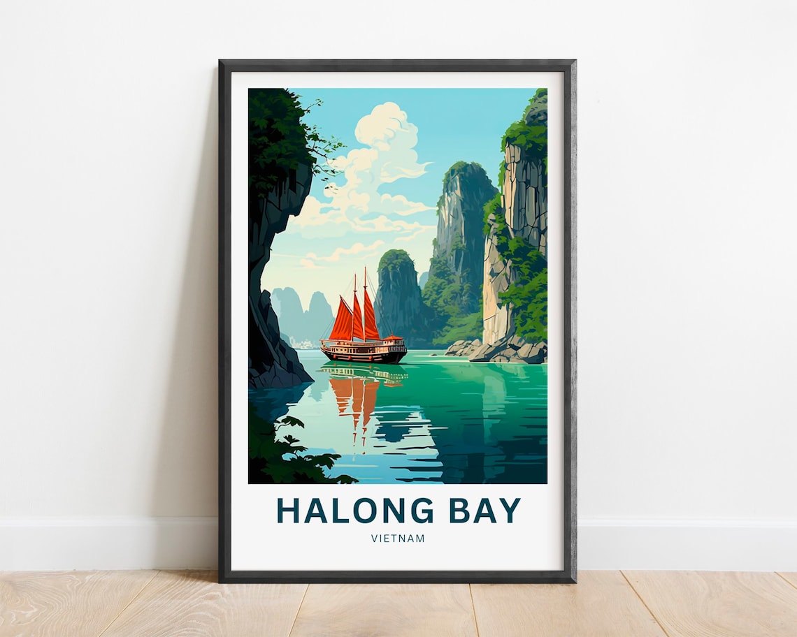 Halong Bay Travel Poster, Vietnam Wall Art