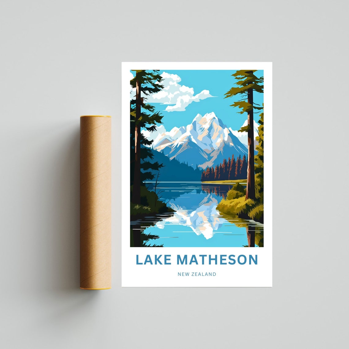 Personalized Lake Matheson New Zealand Custom Gift Travel Poster - Image 4