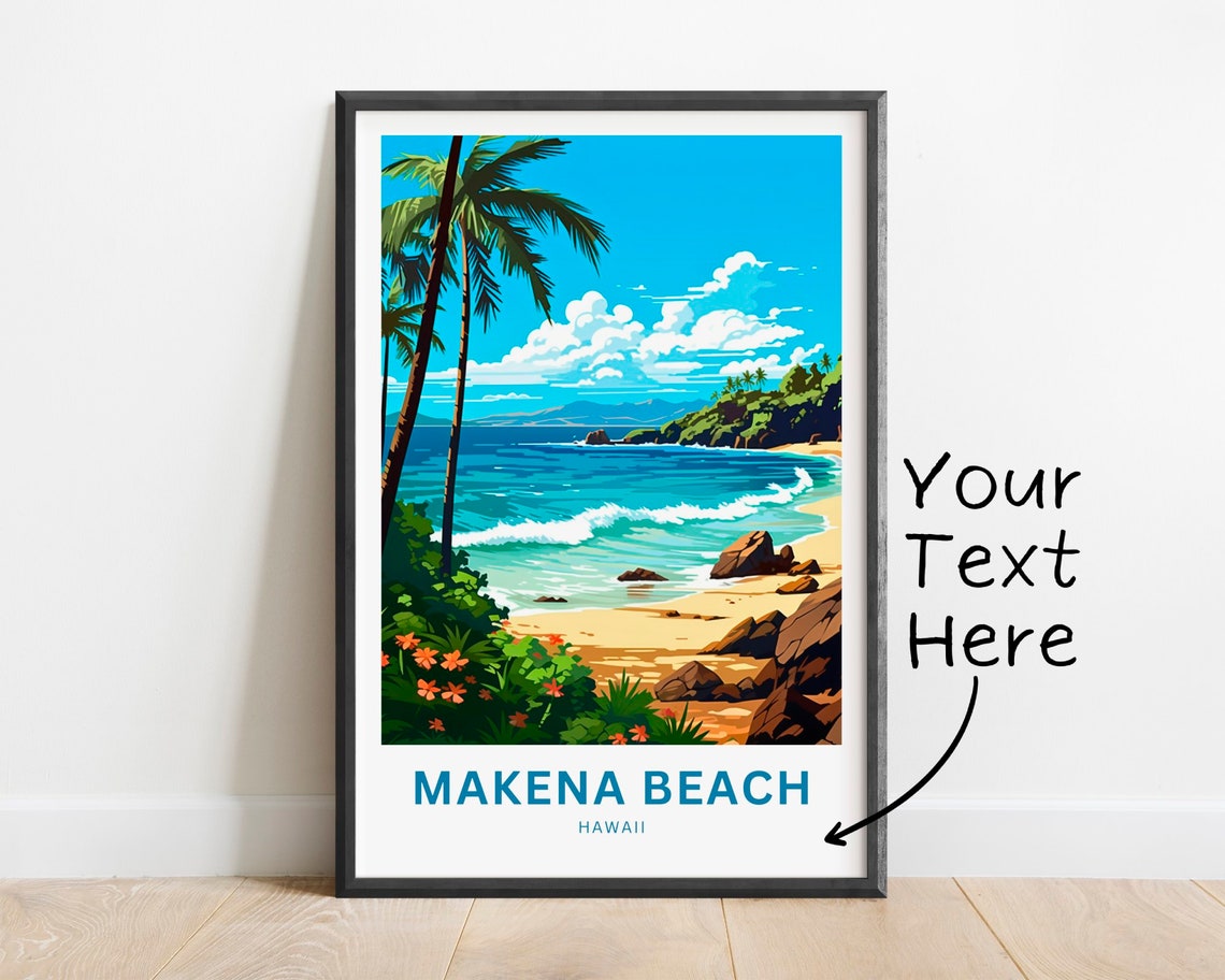 Personalized Makena Beach Hawaii Rocky Cove With Palm Trees Poster