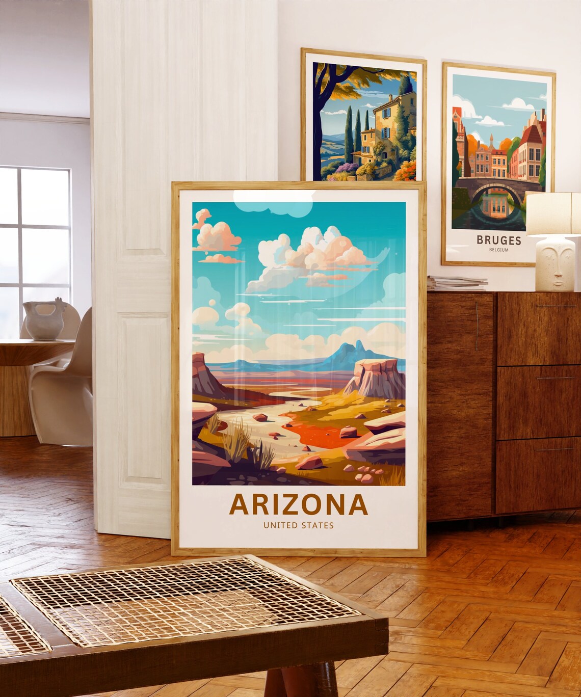 Arizona Red Rock Desert Butte Illustrated Vintage Travel Poster - Image 5