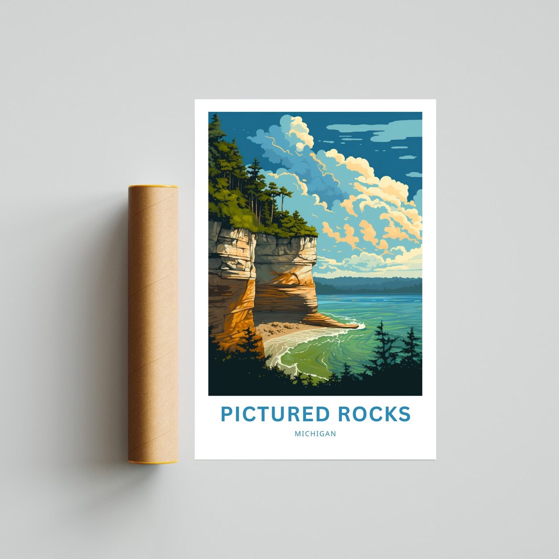 Pictured Rocks Travel Poster, Michigan Landscape - Image 2